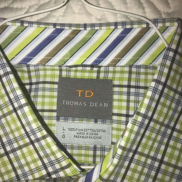 THOMAS DEAN Button Down Short Sleeve Shirt Large - Picture 3 of 5
